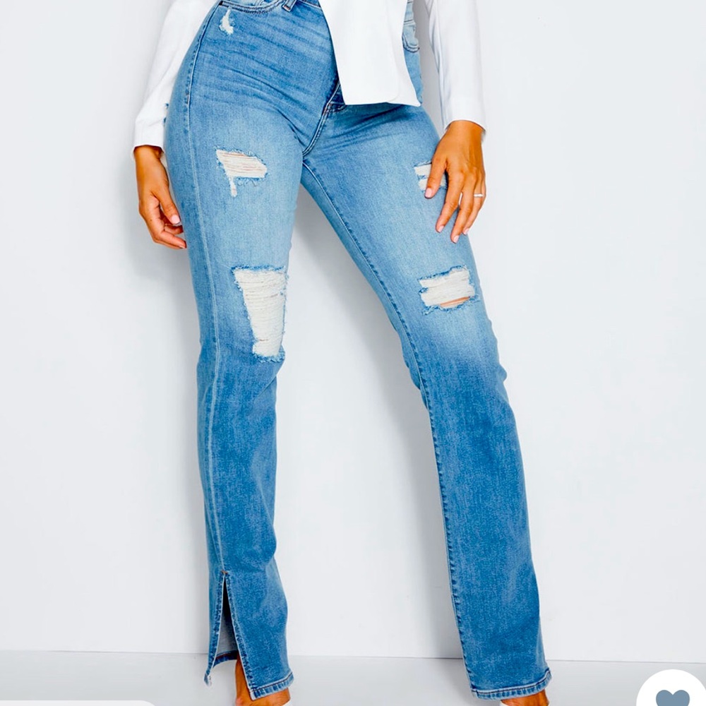 Tall Killing 'Em Softly Distressed Side Split Jeans-SOLD